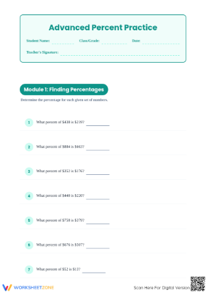 Essential Percent Rate Worksheet | Grade 7 Math Printable