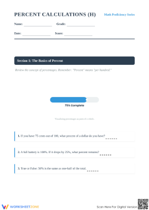 Essential Percent Rate Calculation Worksheet | Grades 4-8