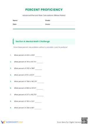 Essential 6.RP.A.3.C Worksheet: Percent Rate Calculations
