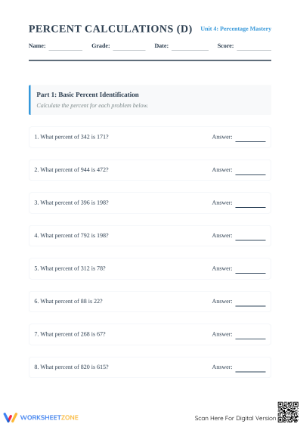 Percent Calculation Worksheet | Grade 6 Essential Practice