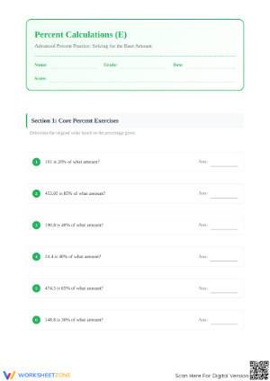 Essential Percent Practice Worksheet | Grade 6 Math