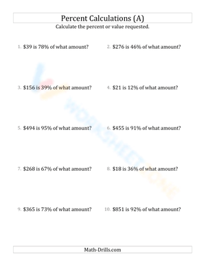 Calculate original amount including currency and whole numbers (1)