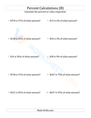 Calculate original amount including currency and whole numbers (2)