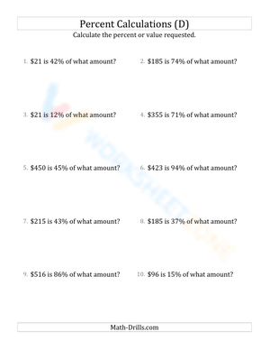 Calculate original amount including currency and whole numbers (4)