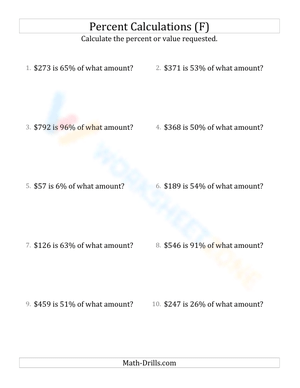 Calculate original amount including currency and whole numbers (6)