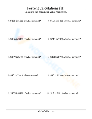 Calculate original amount including currency and whole numbers (8)