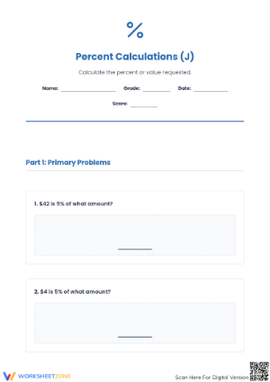 Essential Percent Calculations Worksheet | Grade 6 Math