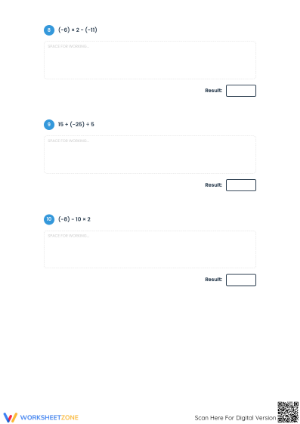 Printable Order of Operations with Integers Worksheet