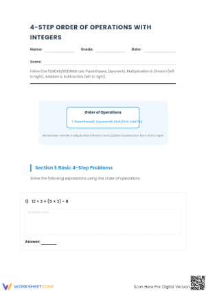 Order of Operations with Integers | Essential Grade 7 Math