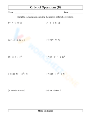 4-step Order of operation with integers (2)