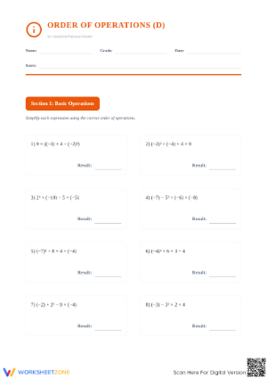 Order of Operations Worksheet | Grade 6 Essential Math