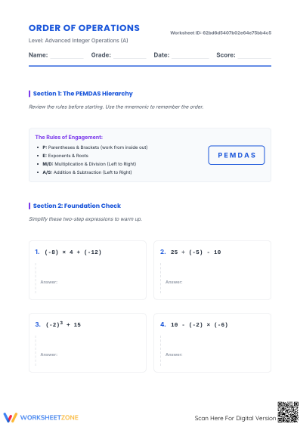 Essential Order of Operations with Integers | Grade 7