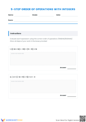 Essential Order of Operations with Integers | Grade 7