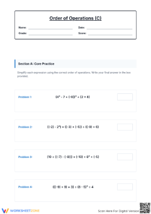 Essential Order of Operations with Integers | Grade 6-8 Math