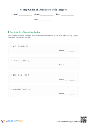 6-Step Order of Operations with Integers | Essential Math