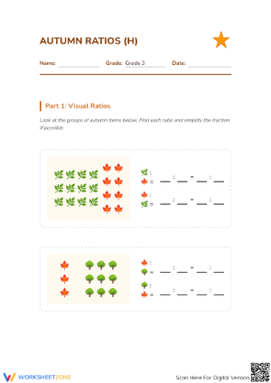 Essential Autumn Ratios Worksheet | Grade 3 Math Packet