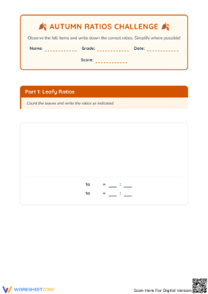 Essential Autumn Ratios Practice Worksheet | Grade 3 Math