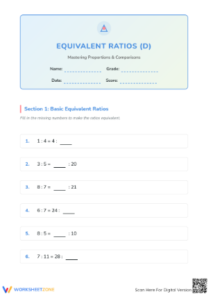 Printable Equivalent Ratio Worksheet | Grade 5 Math Guide