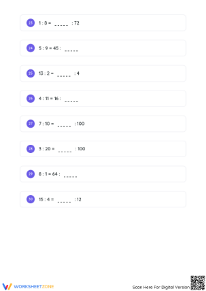 Essential Equivalent Ratio Missing Number Worksheet Grade 5