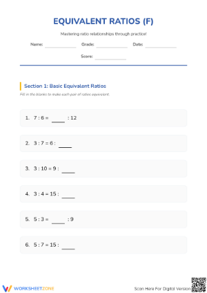 Essential Equivalent Ratios Worksheet | Grade 5 Math