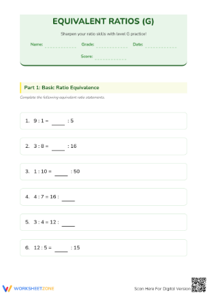 Equivalent Ratio Worksheet: Grade 5 Essential Practice