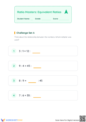 Printable Equivalent Ratio Worksheet | Grade 5 Essential