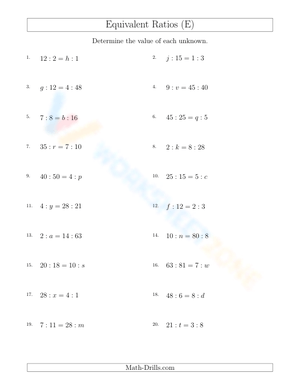 Equivalent ratio, unknown value (5)