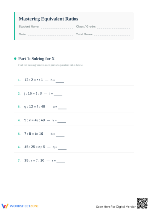 Essential Equivalent Ratios Worksheet | Grades 4-5 Math