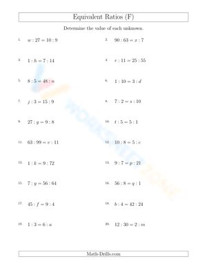 Equivalent ratio, unknown value (6)