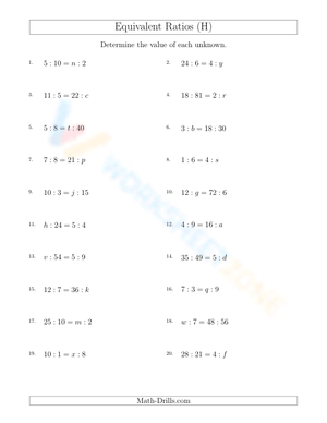 Equivalent ratio, unknown value (8)