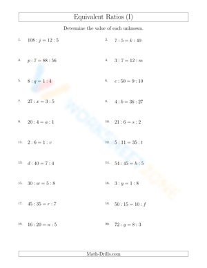 Equivalent ratio, unknown value (9)