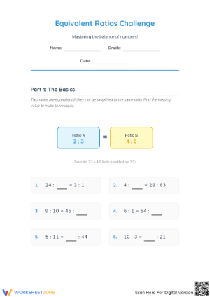 Equivalent Ratio Unknown Value Worksheet | Essential Grade 5 Math
