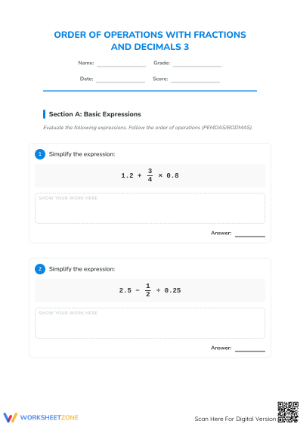 Essential Order of Operations: Fractions and Decimals