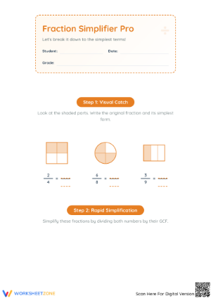 Printable Simplifying Fractions Worksheet | Grade 4-6 Math