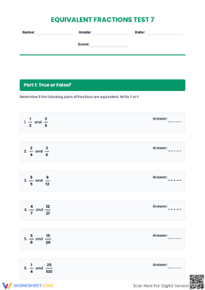 Printable Equivalent Fractions Practice | Grade 4 Aligned
