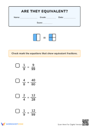 Equivalent Fractions Practice Worksheet | Grade 4 Essential