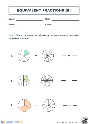 Equivalent Fractions Printable Worksheet | Grade 3-5 Math