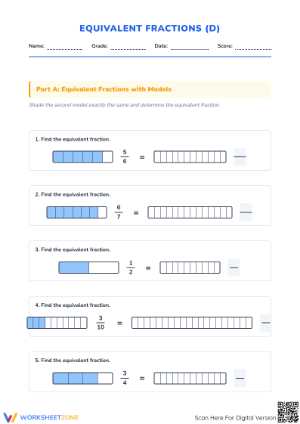 Essential Equivalent Fractions Worksheet | Grade 4 Aligned