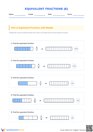 Printable Equivalent Fractions Practice | Grade 3-5 Math