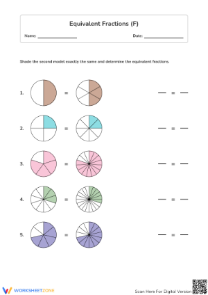 Printable Equivalent Fractions Worksheet | Grade 3-5 Math
