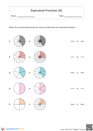 Printable Equivalent Fractions Worksheet | Grade 4 Aligned