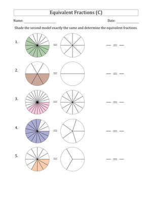 Equivalent Fractions Models Worksheet | Grade 4 Printable