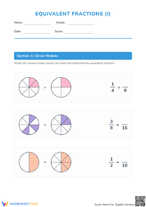 Essential Equivalent Fractions Worksheet | Grade 4 Printable
