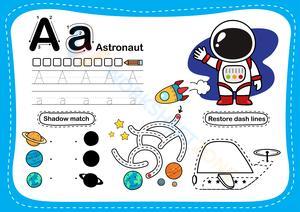 Astronaut Letter A Tracing and Space Activity Sheet