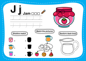 Letter J Alphabet Tracing | Essential Grade K Worksheet