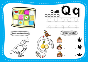 Printable Letter Q Alphabet Tracing Worksheet | Grade K