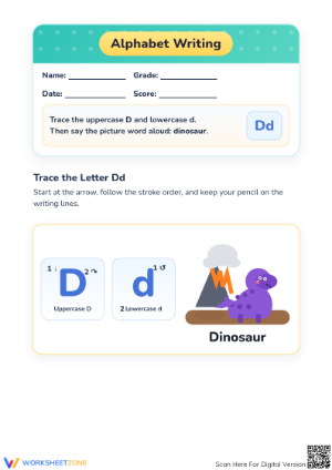 Essential Letter D Writing Worksheet | Grade K Printable