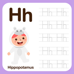 Letter H Hippopotamus Tracing And Handwriting Practice