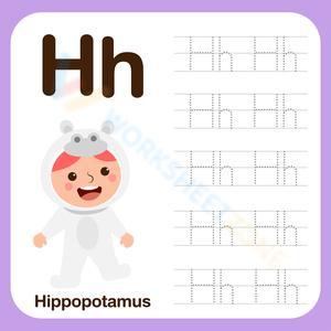 Letter H Hippopotamus Tracing And Handwriting Practice
