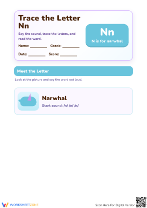 Printable Letter N Worksheet | Essential Grade K-1 ELA